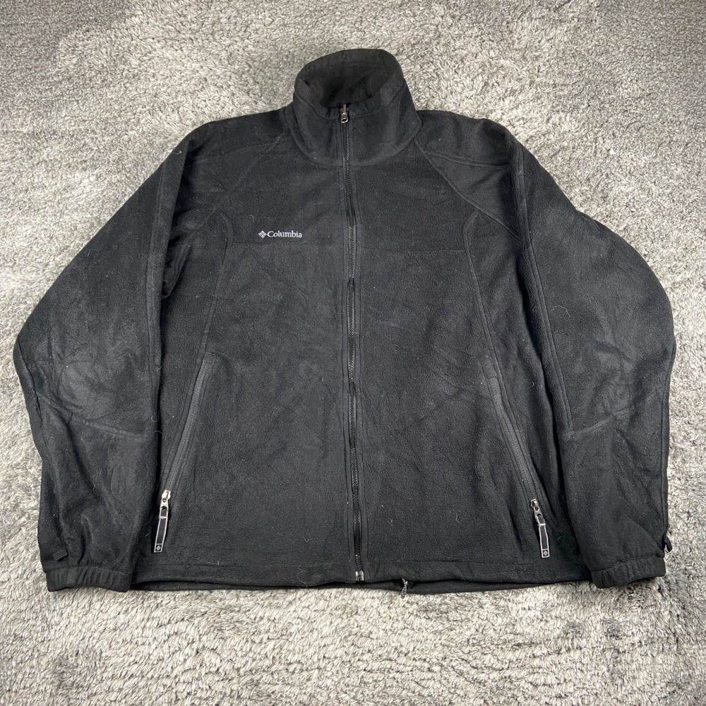 Columbia Interchange Fleece Jacket Mens Large Black Full Zip Outdoor Warm Winter